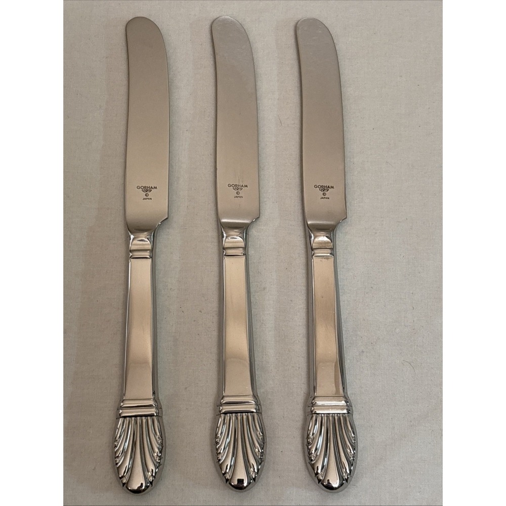 Gorham Adria Glossy Dinner Knives French Hollow 18/8 Stainless Japan 9 1/4" 3pc